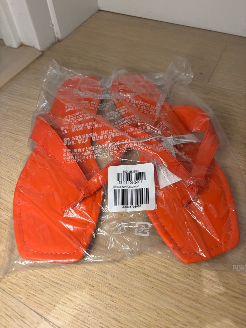 Old Navy Orange Strap Flip Flops Square Toe